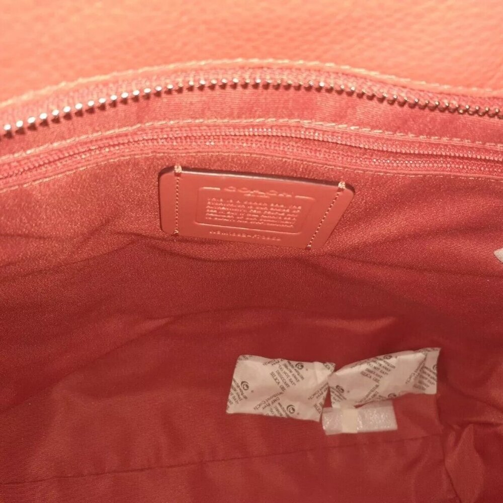 COACH-Turn Lock Town Tote-Scarlet Red Pebbled Leather-Silver Hardware-NEW - Picture 8 of 8